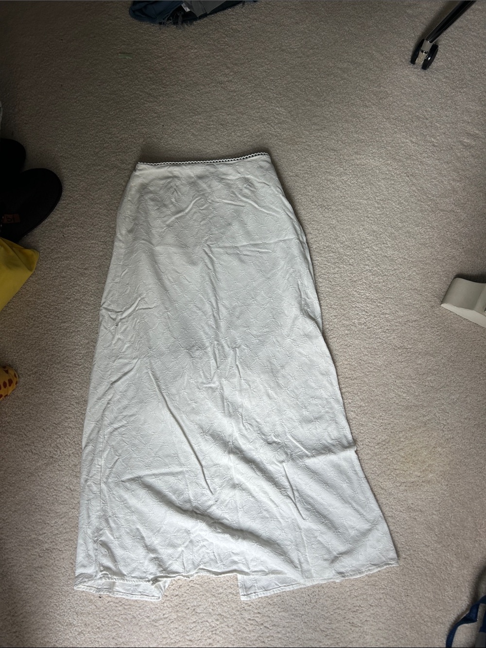 Sienna Sky White Maxi Skirt with Subtle Texture